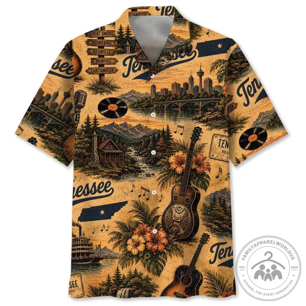 Vintage Tennessee State Travel Pattern Hawaiian Shirt 33 Vintage Tennessee State Travel Pattern Hawaiian Shirt