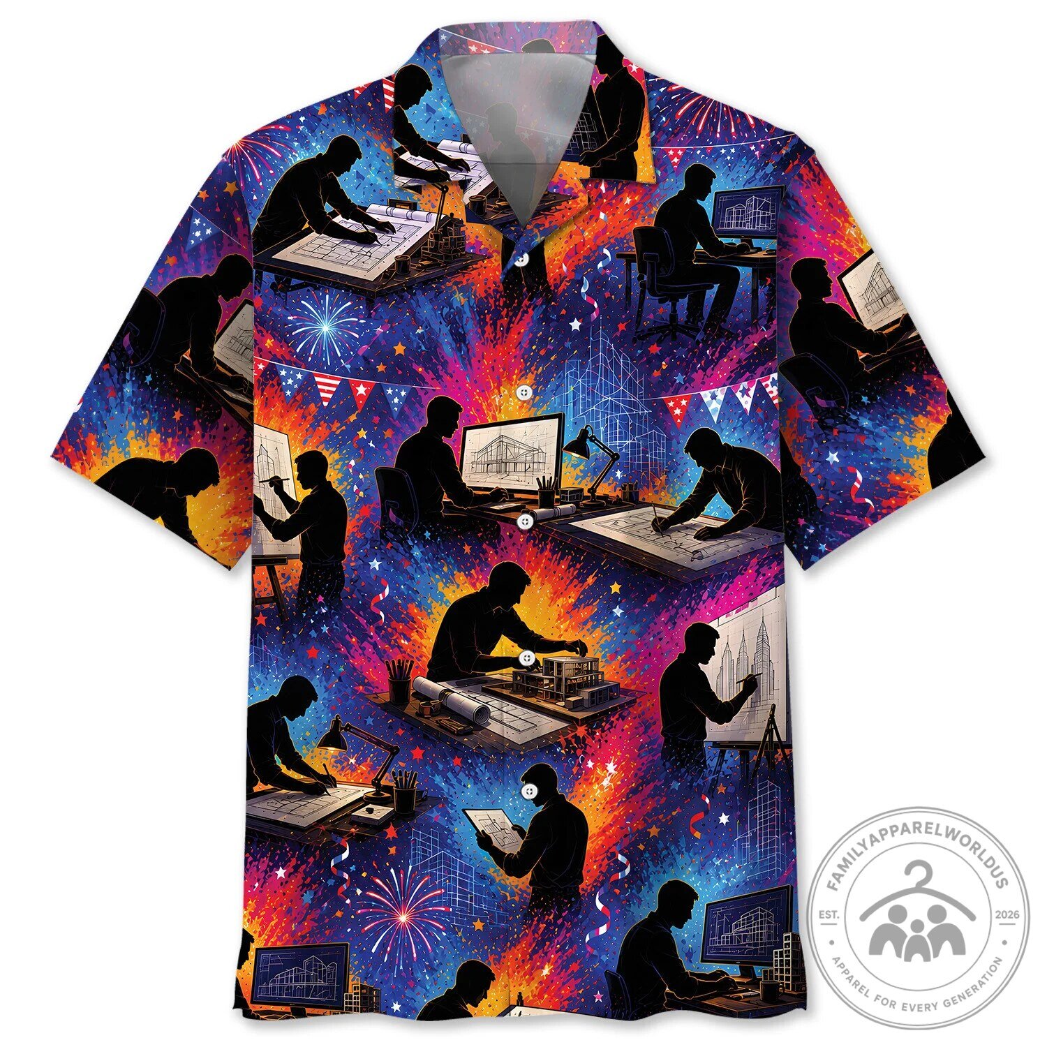 Architect Engineer Blueprint Design Hawaiian Shirt