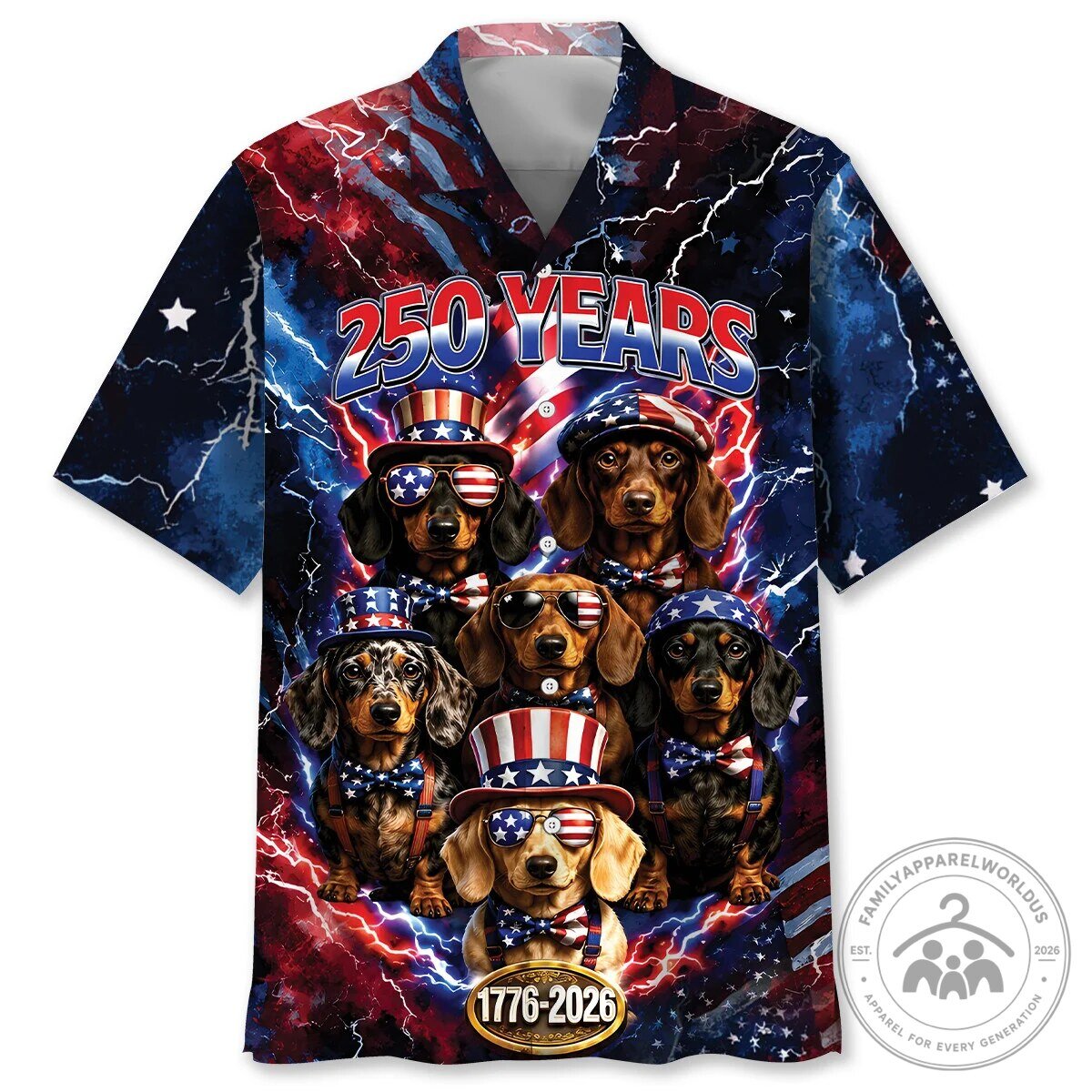 Funny Dachshund Dog Patriotic 250 Years America Hawaiian Shirt 5 Funny Dachshund Dog Patriotic 250 Years America Hawaiian Shirt