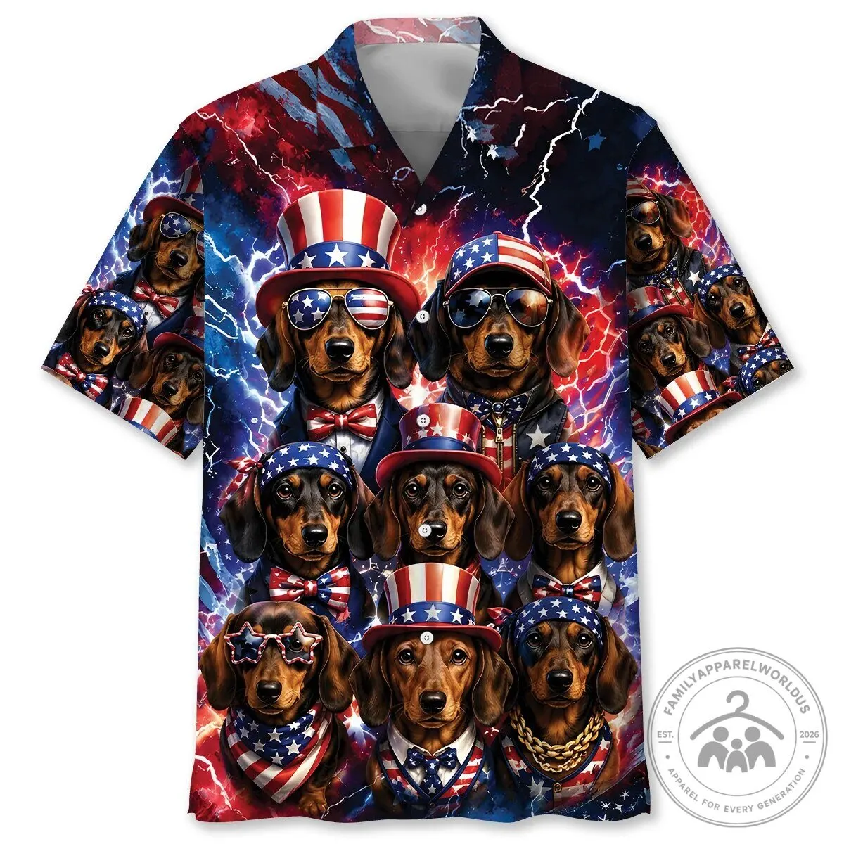 Funny Dog Shirt Dachshund Patriot America Hawaiian Shirt for Men