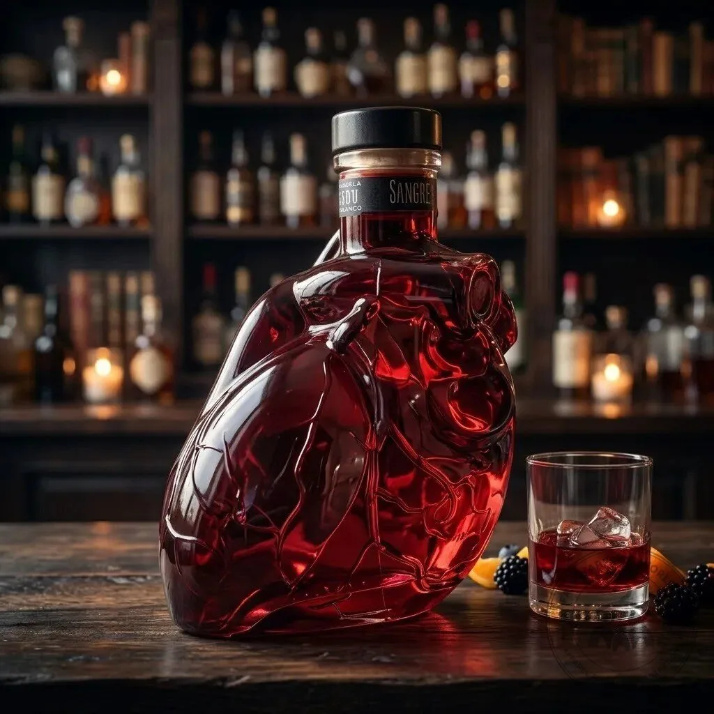 Gothic Anatomical Heart Glass Decanter with Monster Claw Holder 8 Gothic Anatomical Heart Glass Decanter with Monster Claw Holder product design shown in a detailed view