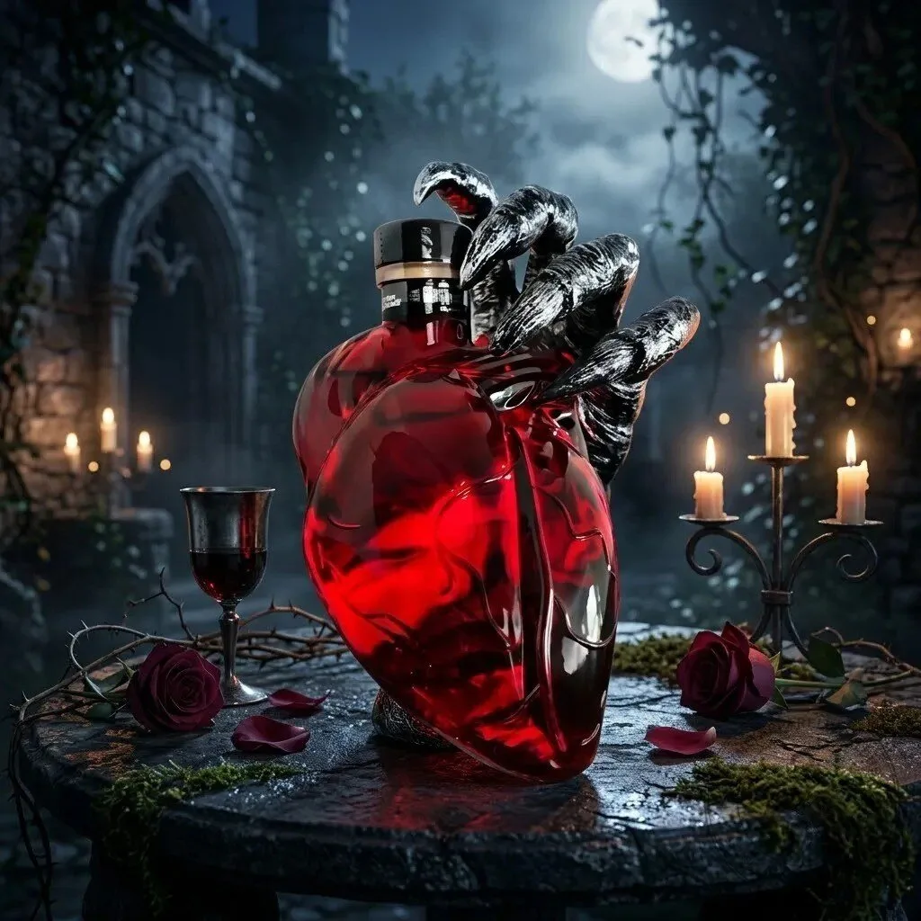 Gothic Anatomical Heart Glass Decanter with Monster Claw Holder 9 Gothic Anatomical Heart Glass Decanter with Monster Claw Holder product design shown in a detailed view