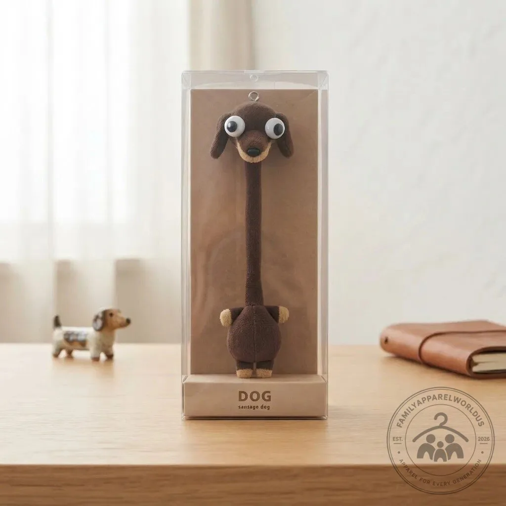 Cute Long Neck Sausage Dog Plush Bag Charm 8 Cute Long Neck Sausage Dog Plush Bag Charm product design shown in a detailed view