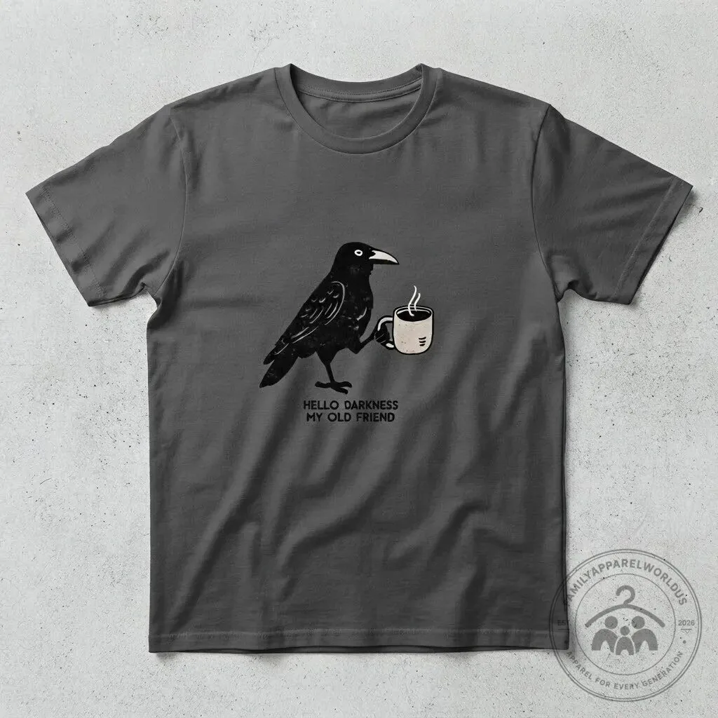 "Hello Darkness My Old Friend" Coffee Lover Graphic T Shirt