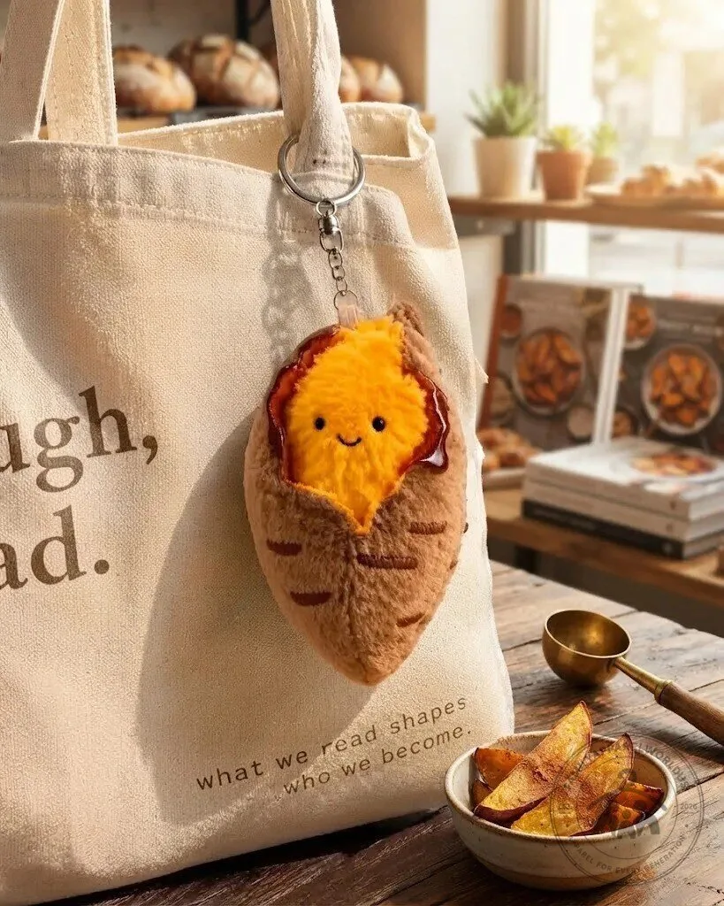 Fluffy Sweet Potato Bag Charm Keychain 8 Fluffy Sweet Potato Bag Charm & Keychain product design shown in a detailed view