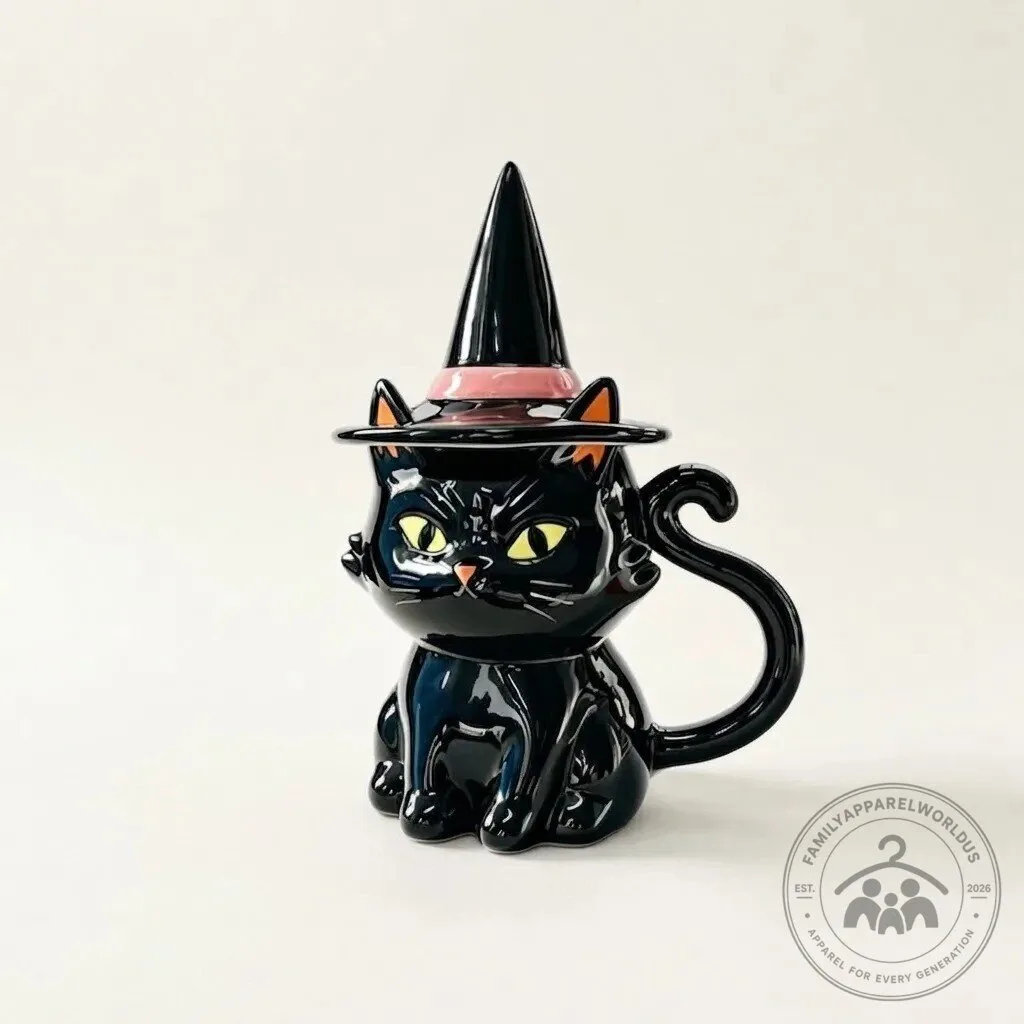 Black Cat Mug with Witch Hat Lid