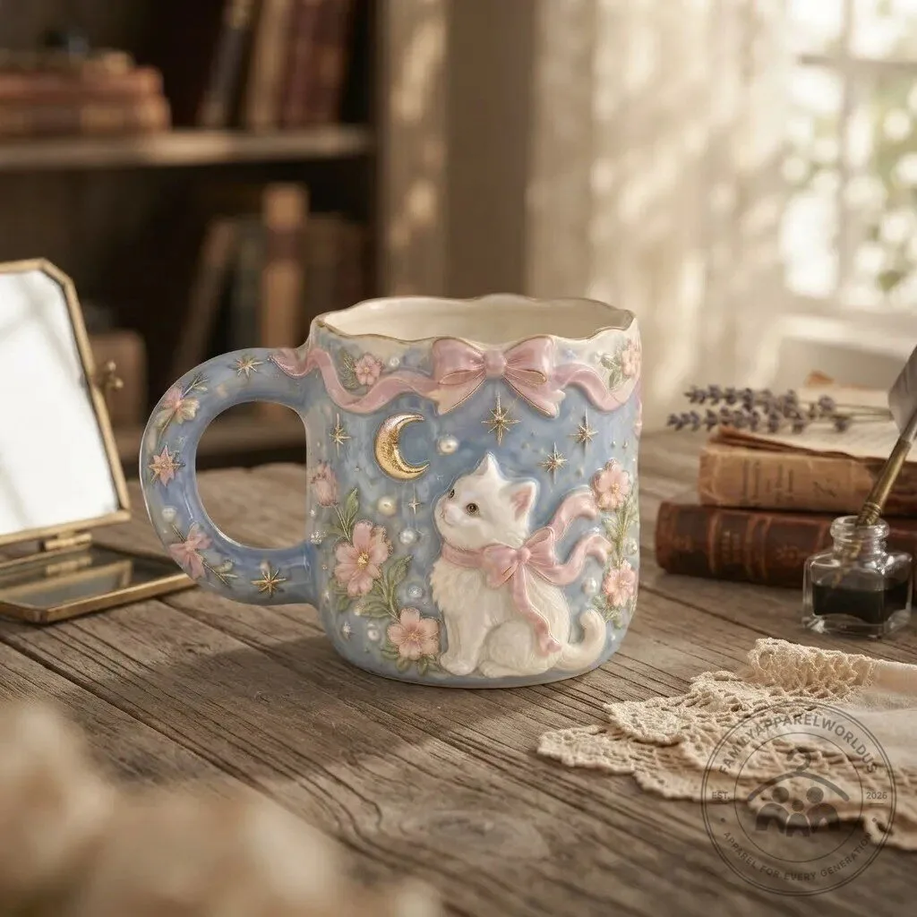 Aesthetic Pastel Blue Kitten Mug Cat Lover Gift 8 Aesthetic Pastel Blue Kitten Mug Cat Lover Gift product design shown in a detailed view