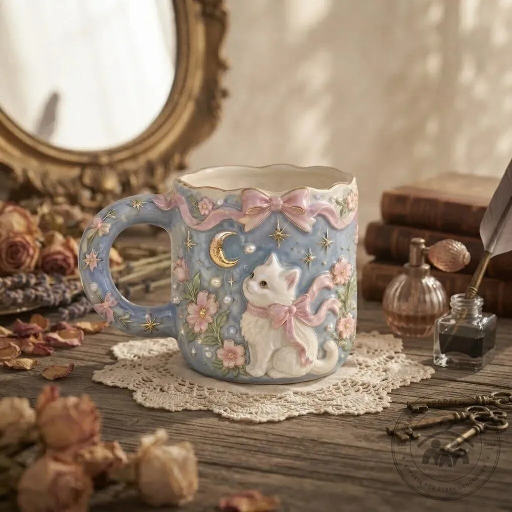Aesthetic Pastel Blue Kitten Mug Cat Lover Gift 9 Aesthetic Pastel Blue Kitten Mug Cat Lover Gift product design shown in a detailed view
