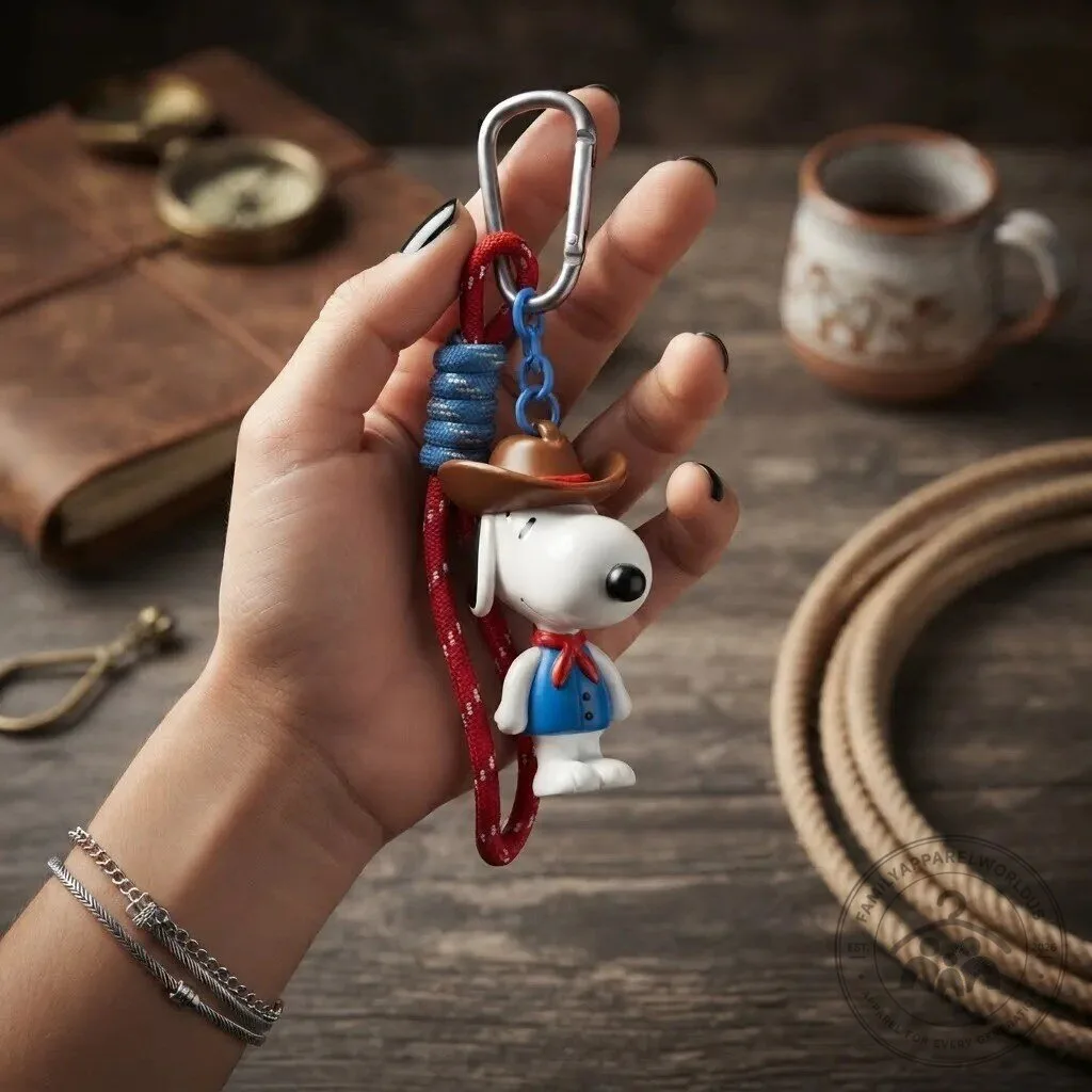 Cute Snoopy Cowboy Figure Keychain 8 Cute Snoopy Cowboy Figure Keychain product design shown in a detailed view