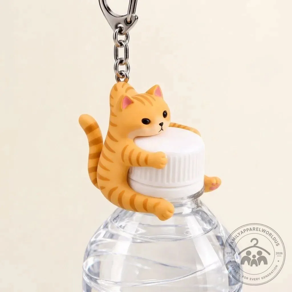 Kawaii Clinging Cat Water Bottle Holder Keychain