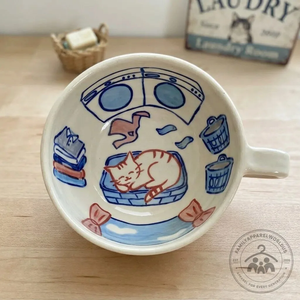 Cute Sleeping Cat Laundry Mug with Handle