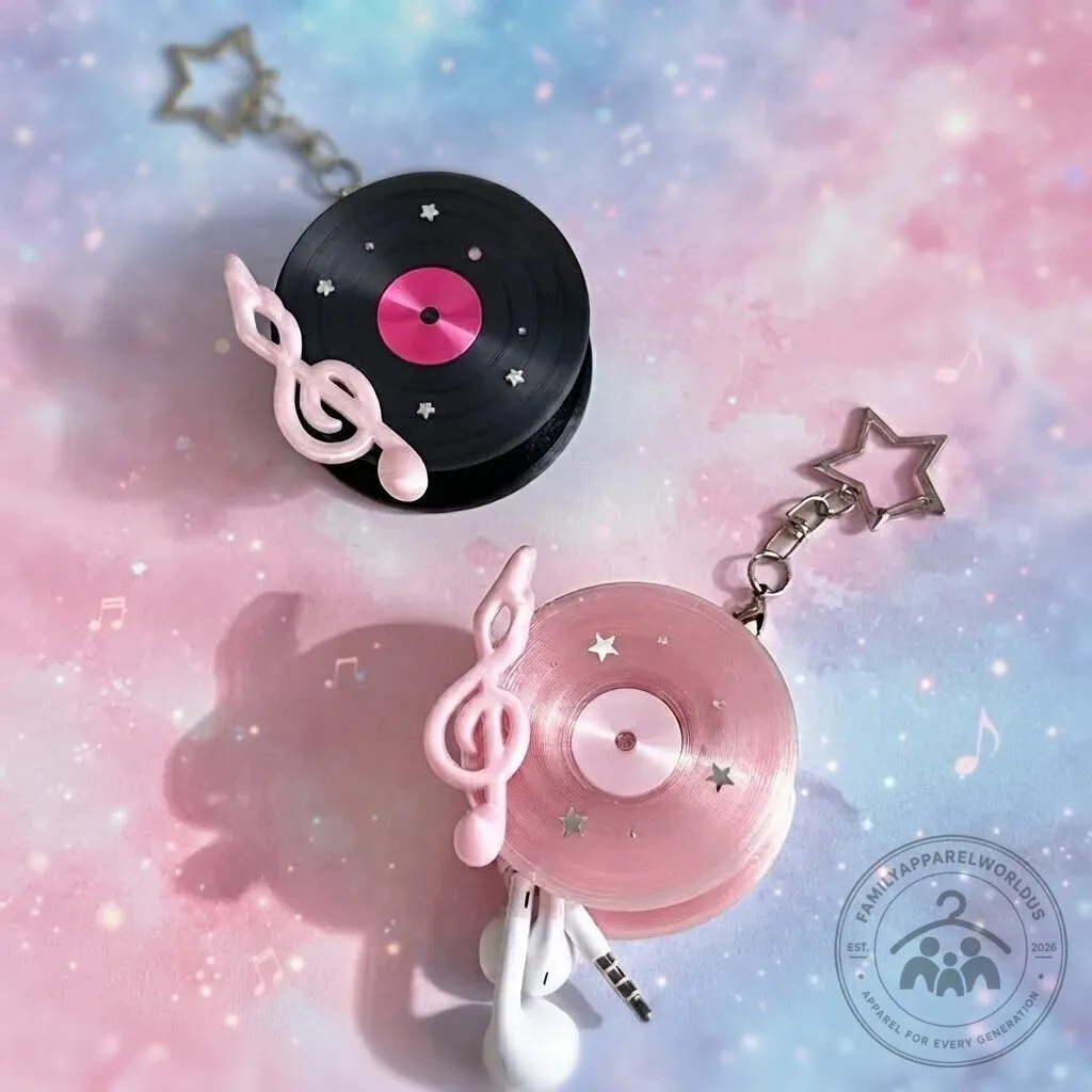 Aesthetic Record Earphone Cord Organizer Keychain