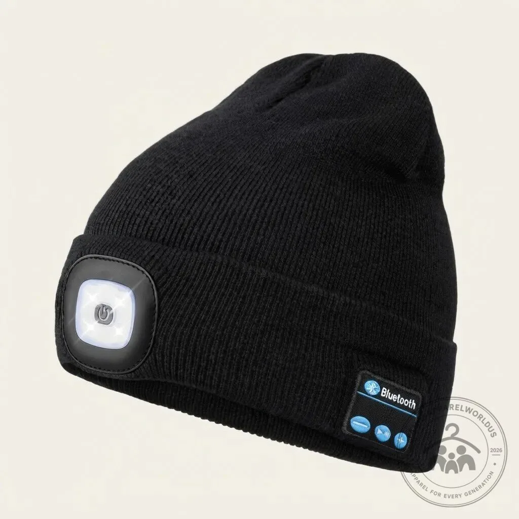 Bluetooth Beanie with LED Headlamp Wireless Headphones 3 Bluetooth Beanie with LED Headlamp & Wireless Headphones