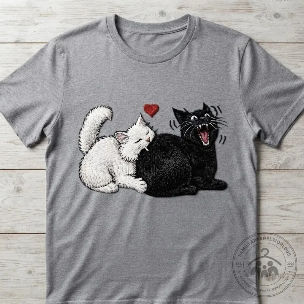 Funny Cat Couple Biting Butt Graphic T-Shirt for Cat Lovers 10 Funny Cat Couple Biting Butt Graphic T-Shirt for Cat Lovers product design shown in a detailed view