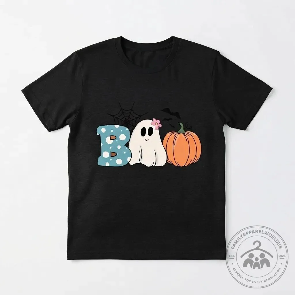 Cute Spooky Boo Ghost Pumpkin Halloween T-Shirt 11 Cute Spooky Boo Ghost Pumpkin Halloween T-Shirt product design shown in a detailed view