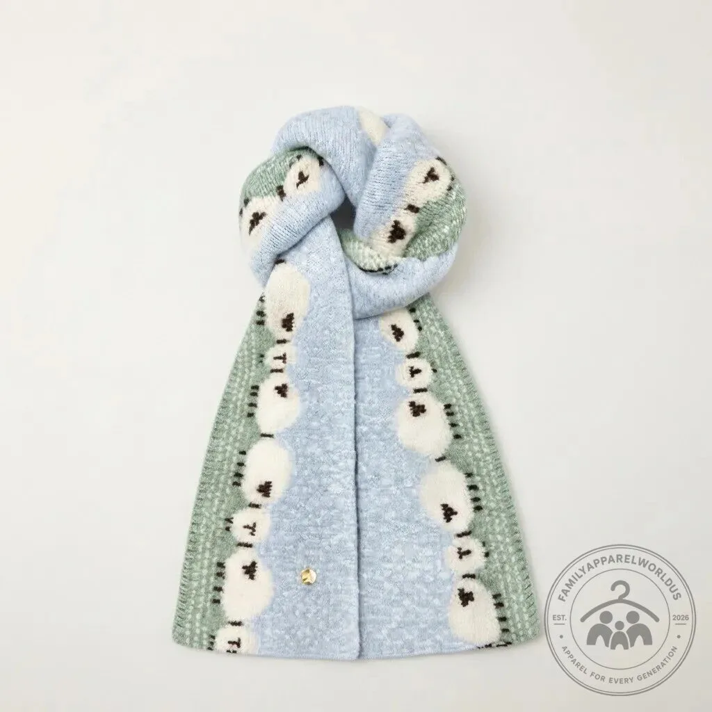 Cute Sheep Pattern Knitted Scarf