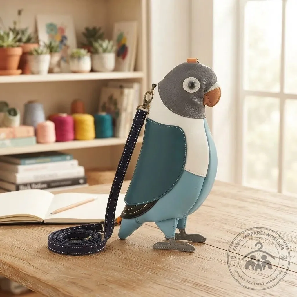 Quirky Parrot Crossbody Bag 10 Quirky Parrot Crossbody Bag product design shown in a detailed view