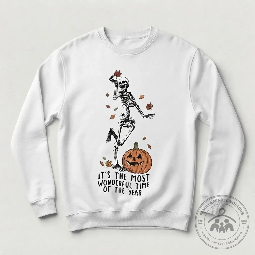 Halloween Spooky Skeleton Dancing Pumpkin Graphic T-Shirt 10 Halloween Spooky Skeleton Dancing Pumpkin Graphic T-Shirt product design shown in a detailed view