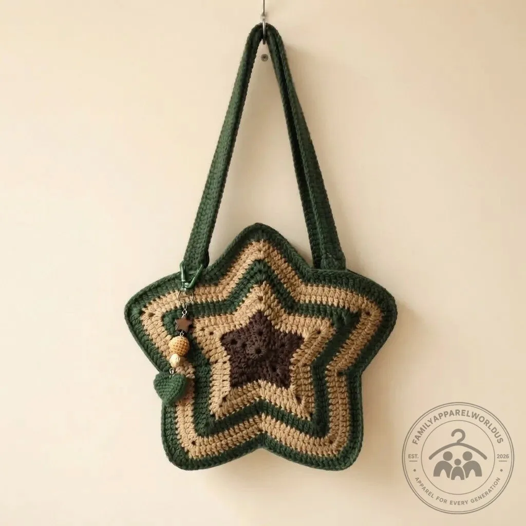 Y2K Aesthetic Crochet Star Tote Shoulder Bag with Cute Charm