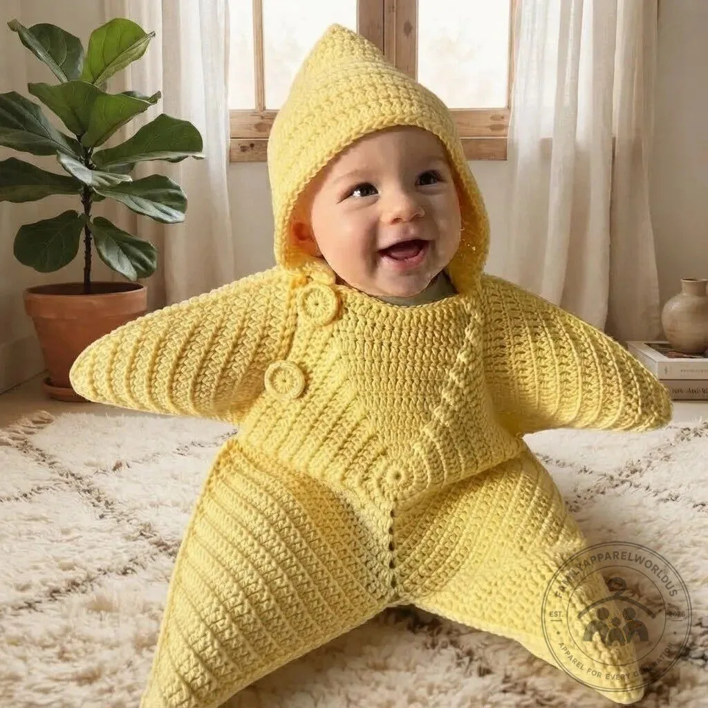 Cute Crochet Starfish Baby Onesie Sleeping Bag 9 Cute Crochet Starfish Baby Onesie Sleeping Bag product design shown in a detailed view