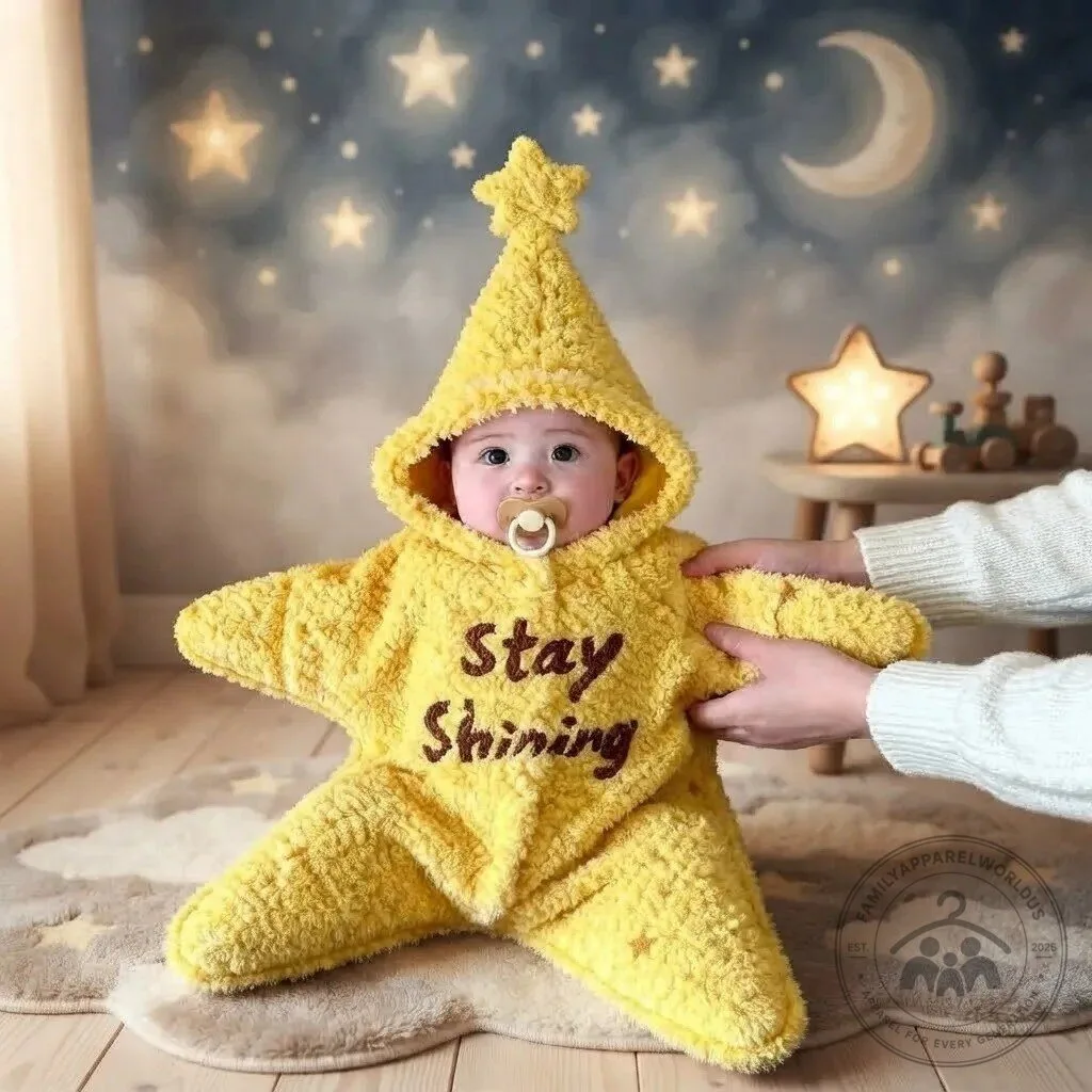 Cute Fluffy Star-Shaped Newborn Baby Onesie Sleeping Bag 8 Cute Fluffy Star-Shaped Newborn Baby Onesie Sleeping Bag product design shown in a detailed view