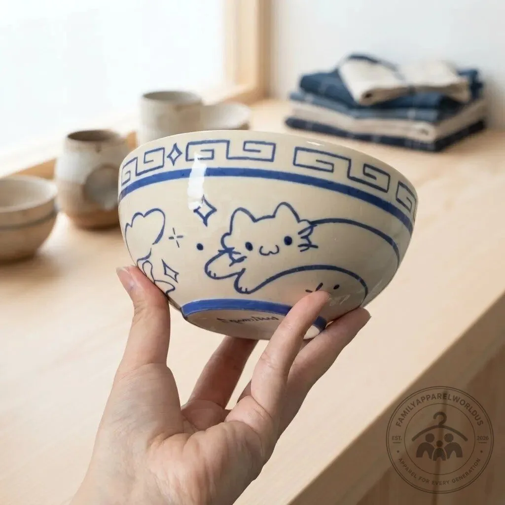 Aesthetic Kawaii Blue Cat Bowl for Cat Lovers Gifts 8 Aesthetic Kawaii Blue Cat Bowl for Cat Lovers Gifts product design shown in a detailed view