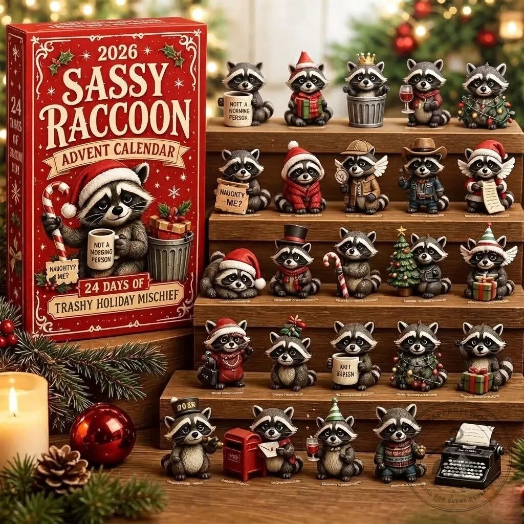 2026 Raccoon Advent Calendar Christmas Countdown Figurines