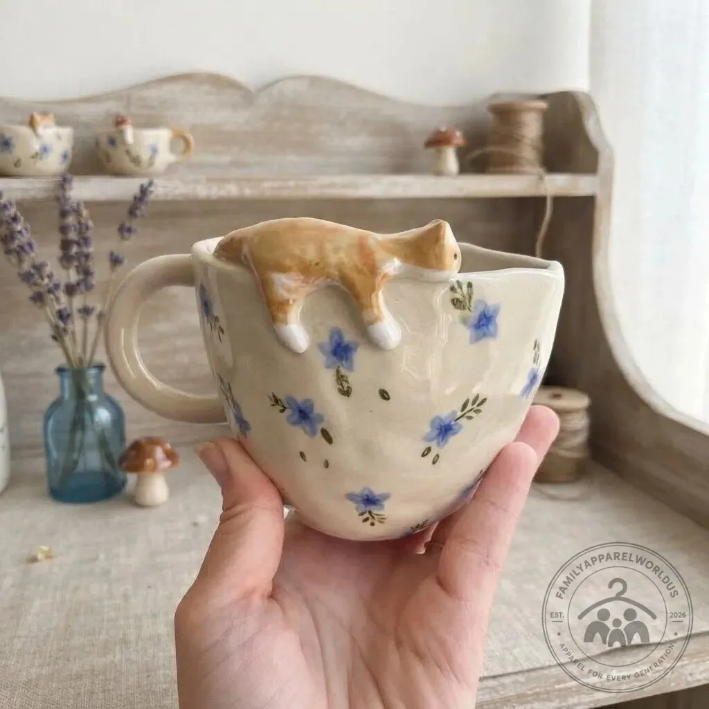 Cute Sleepy Orange Cat Coffee Mug Gift for Cat Lovers 8 Cute Sleepy Orange Cat Coffee Mug Gift for Cat Lovers product design shown in a detailed view