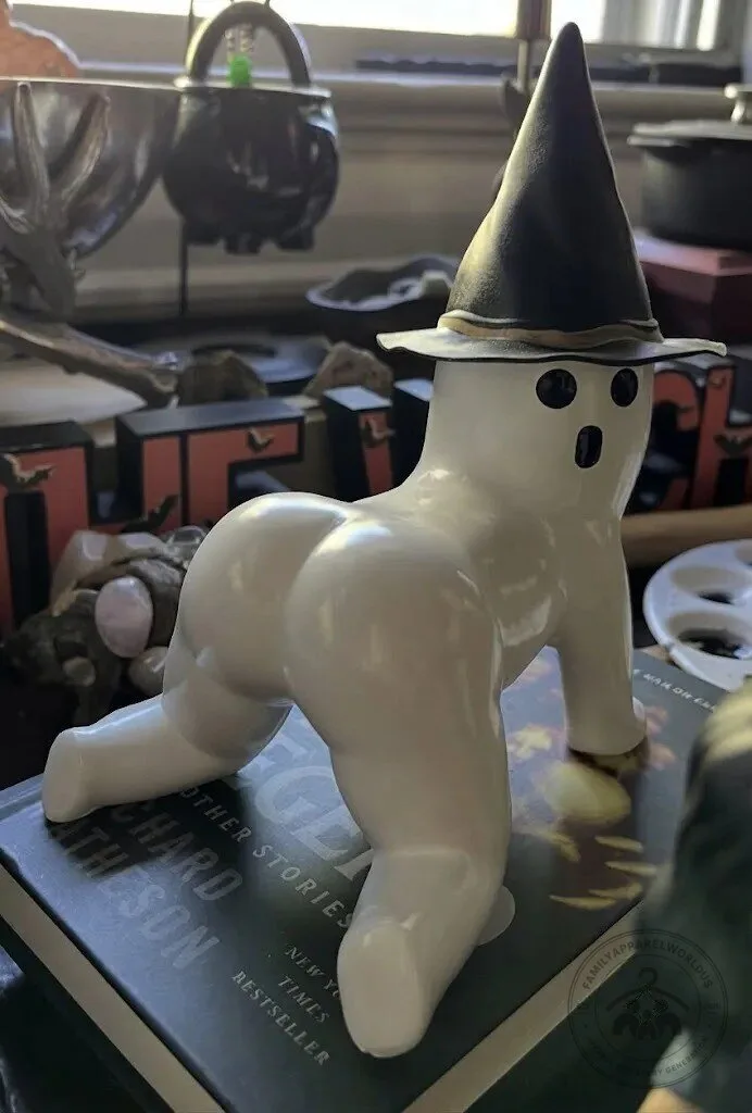 Halloween Funny Spooky Big Booty Ghost Figurine with Witch Hat