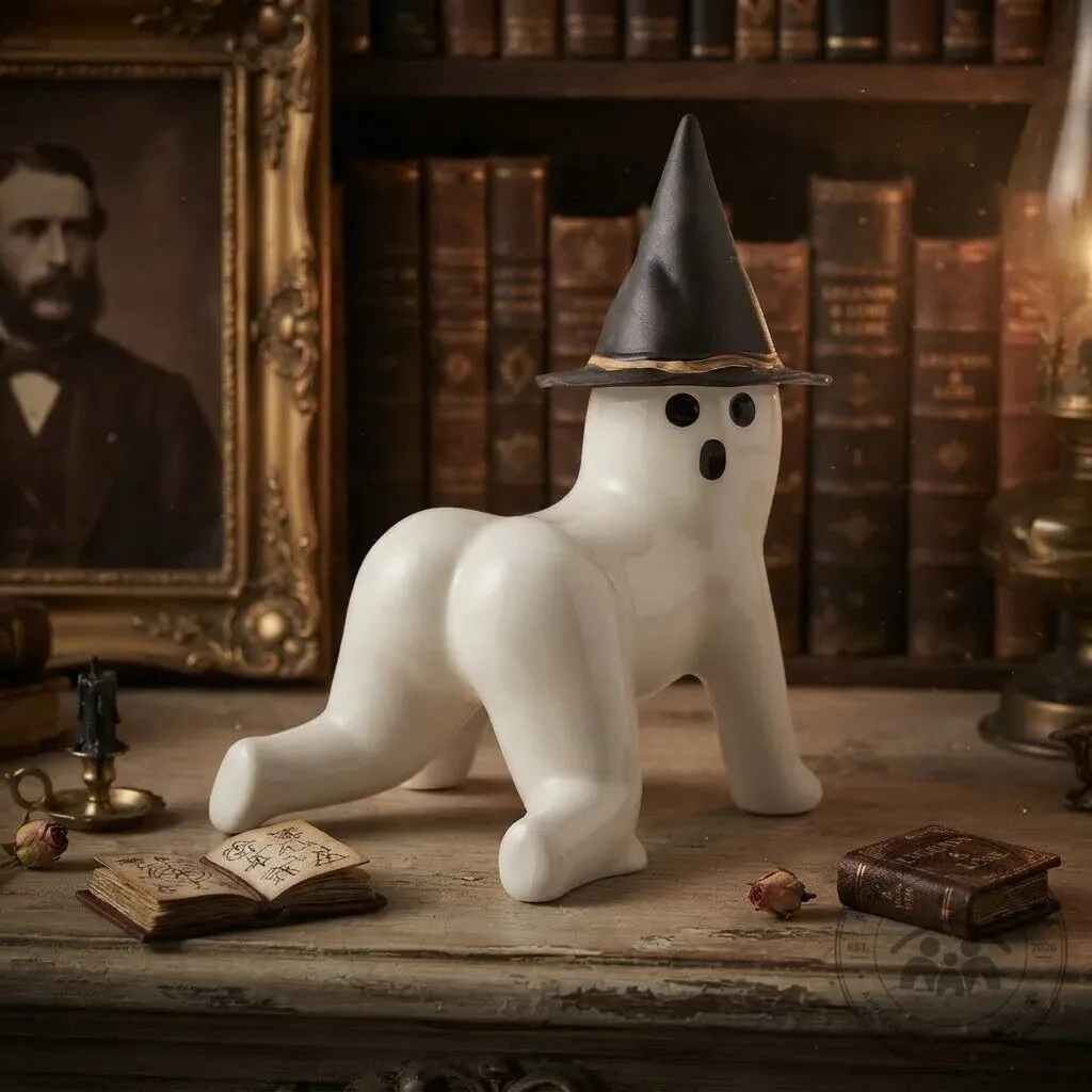 Halloween Funny Spooky Big Booty Ghost Figurine with Witch Hat 9 Halloween Funny Spooky Big Booty Ghost Figurine with Witch Hat product design shown in a detailed view