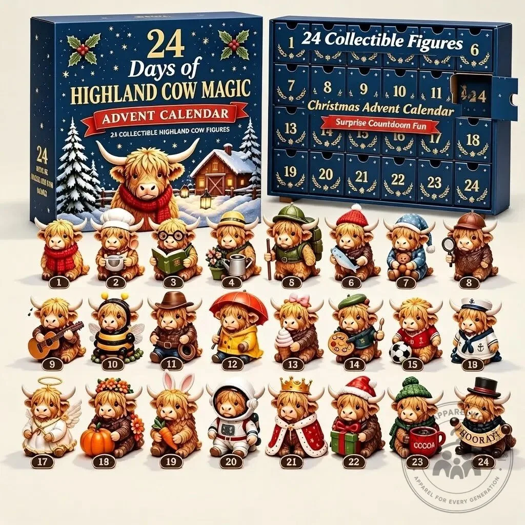 Cute Highland Cow Advent Christmas Calendar 2026