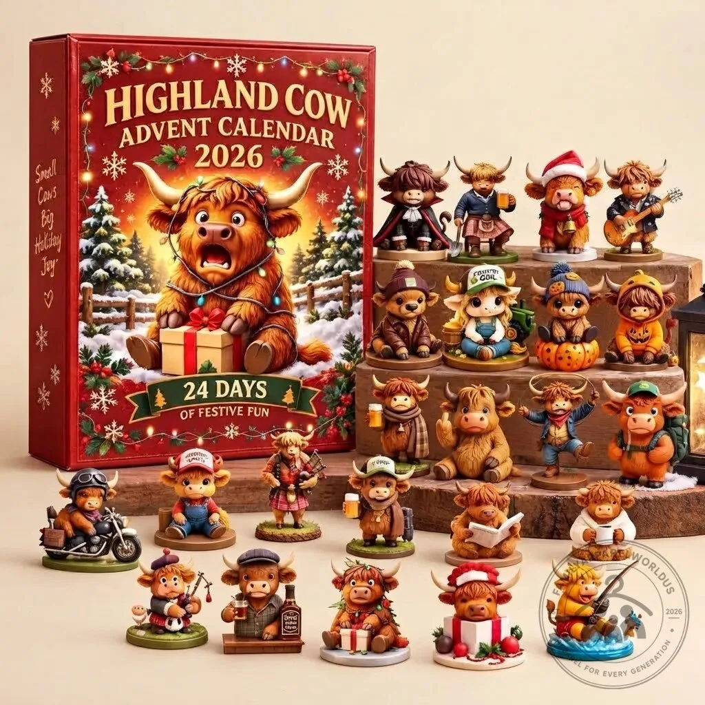 Funny Highland Cow Advent Calendar 2026