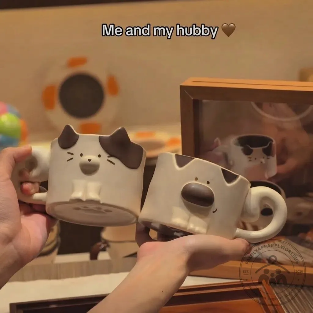 Cute Stackable Dog Cat Mug Set Couple Gift 9 Cute Stackable Dog Cat Mug Set Couple Gift product design shown in a detailed view