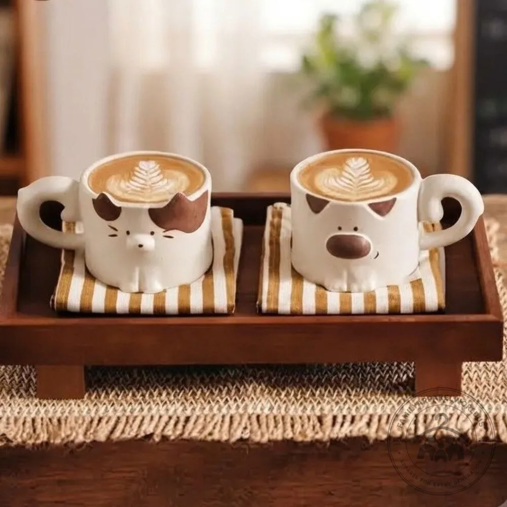 Cute Stackable Dog Cat Mug Set Couple Gift 10 Cute Stackable Dog Cat Mug Set Couple Gift product design shown in a detailed view