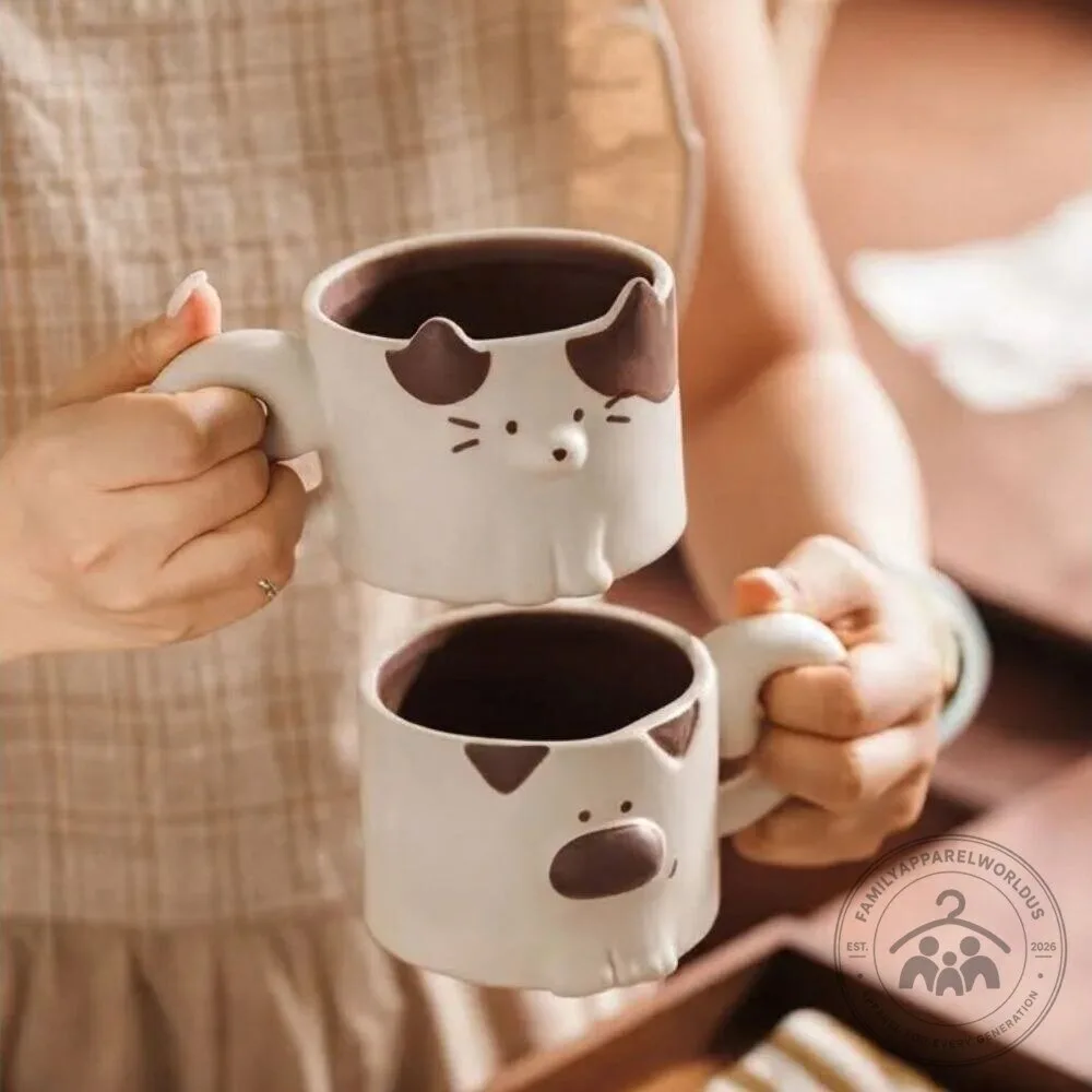 Cute Stackable Dog Cat Mug Set Couple Gift 11 Cute Stackable Dog Cat Mug Set Couple Gift product design shown in a detailed view