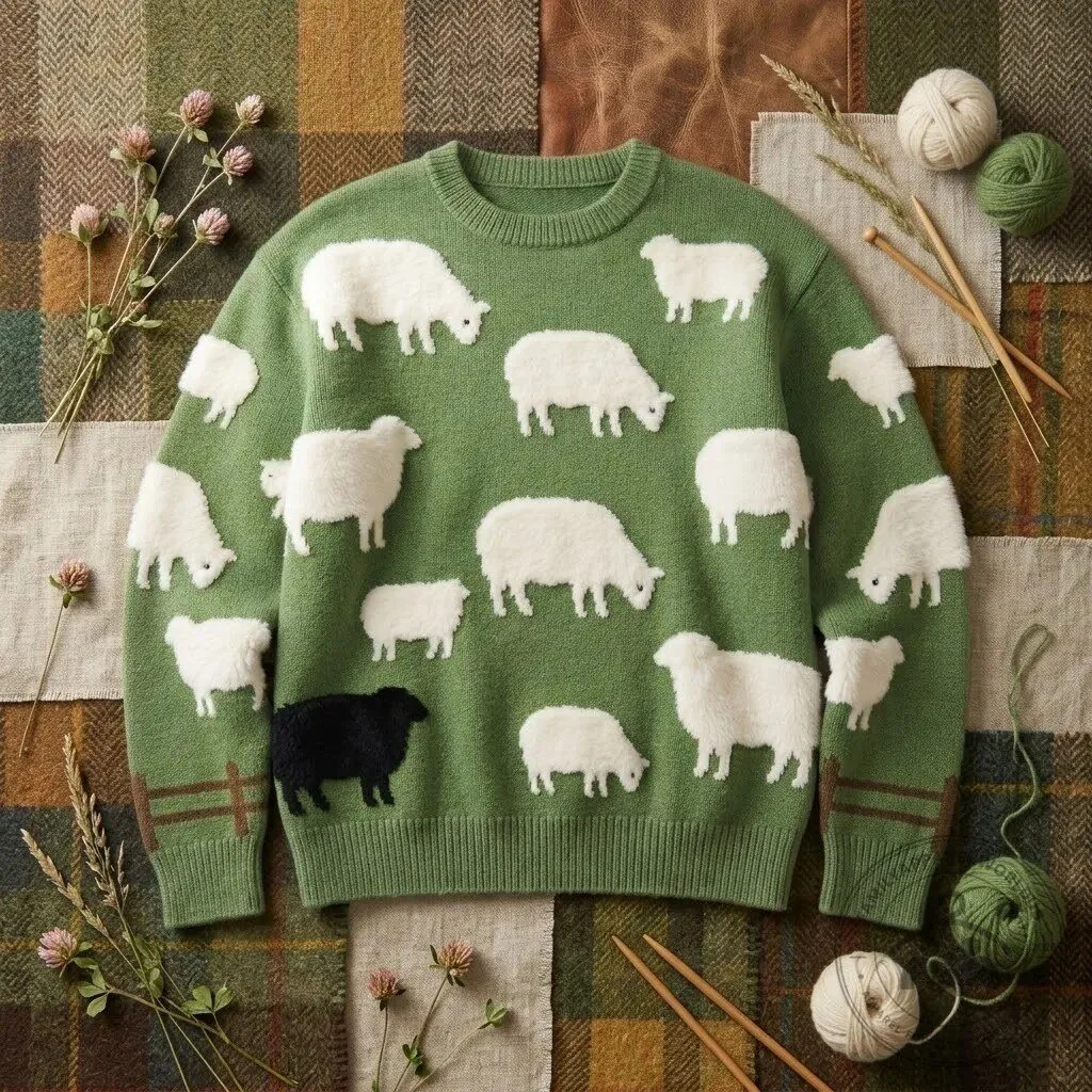 Vintage Black Sheep Green Sweater