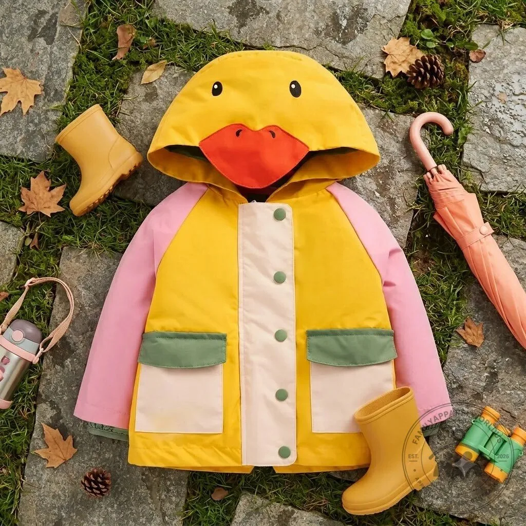 Cute 3-in-1 Duck Kids Shower Resistant Coat