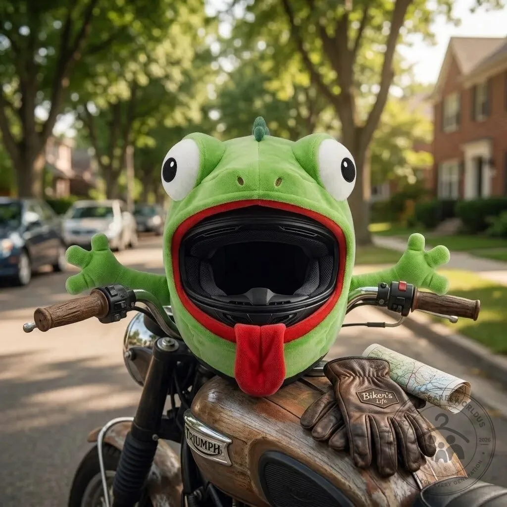 LizHead Lizard Helmet Cover Funny Green Gecko Plush Motorcycle Helmet Sleeve