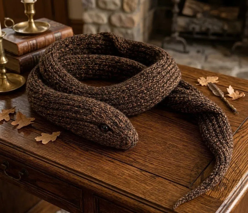 Cozy Brown Snake Knit Scarf