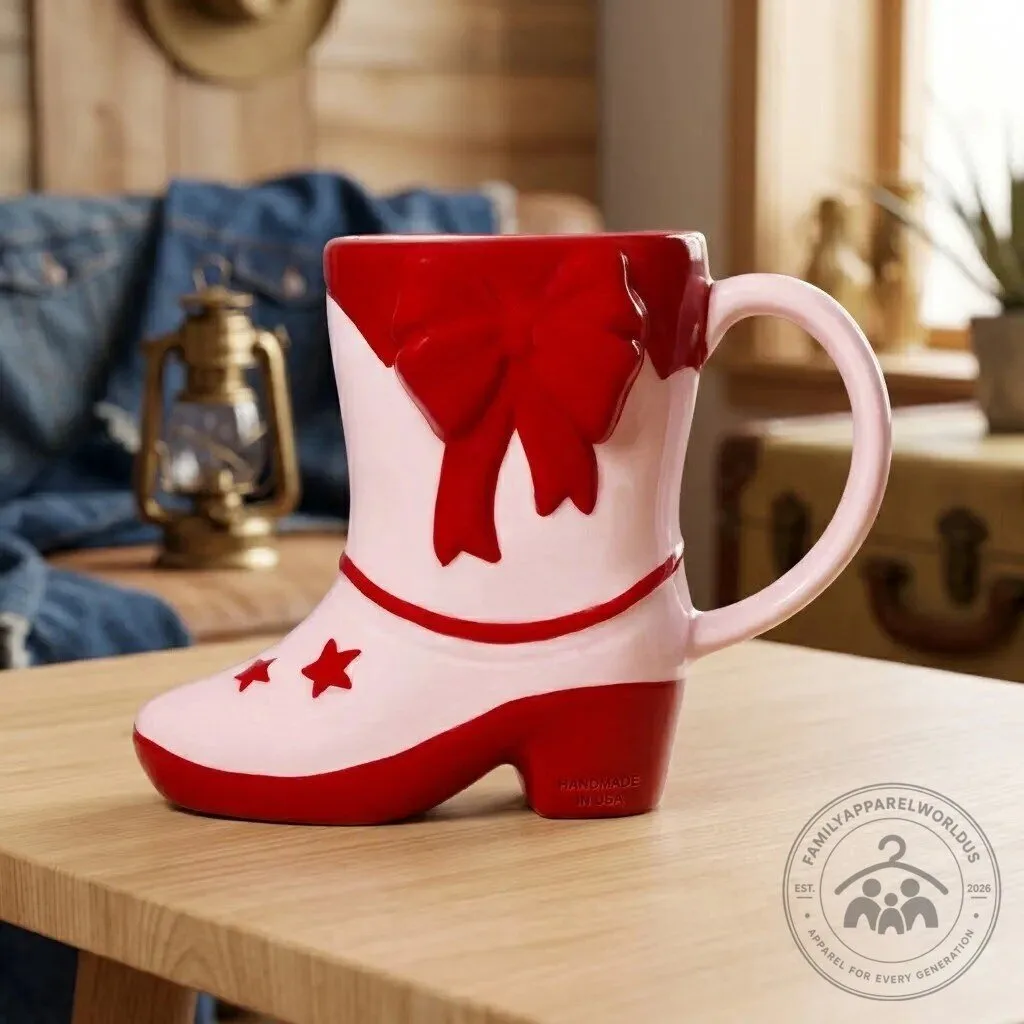 Coquette Pink Cowgirl Boot Mug 9 Coquette Pink Cowgirl Boot Mug product design shown in a detailed view