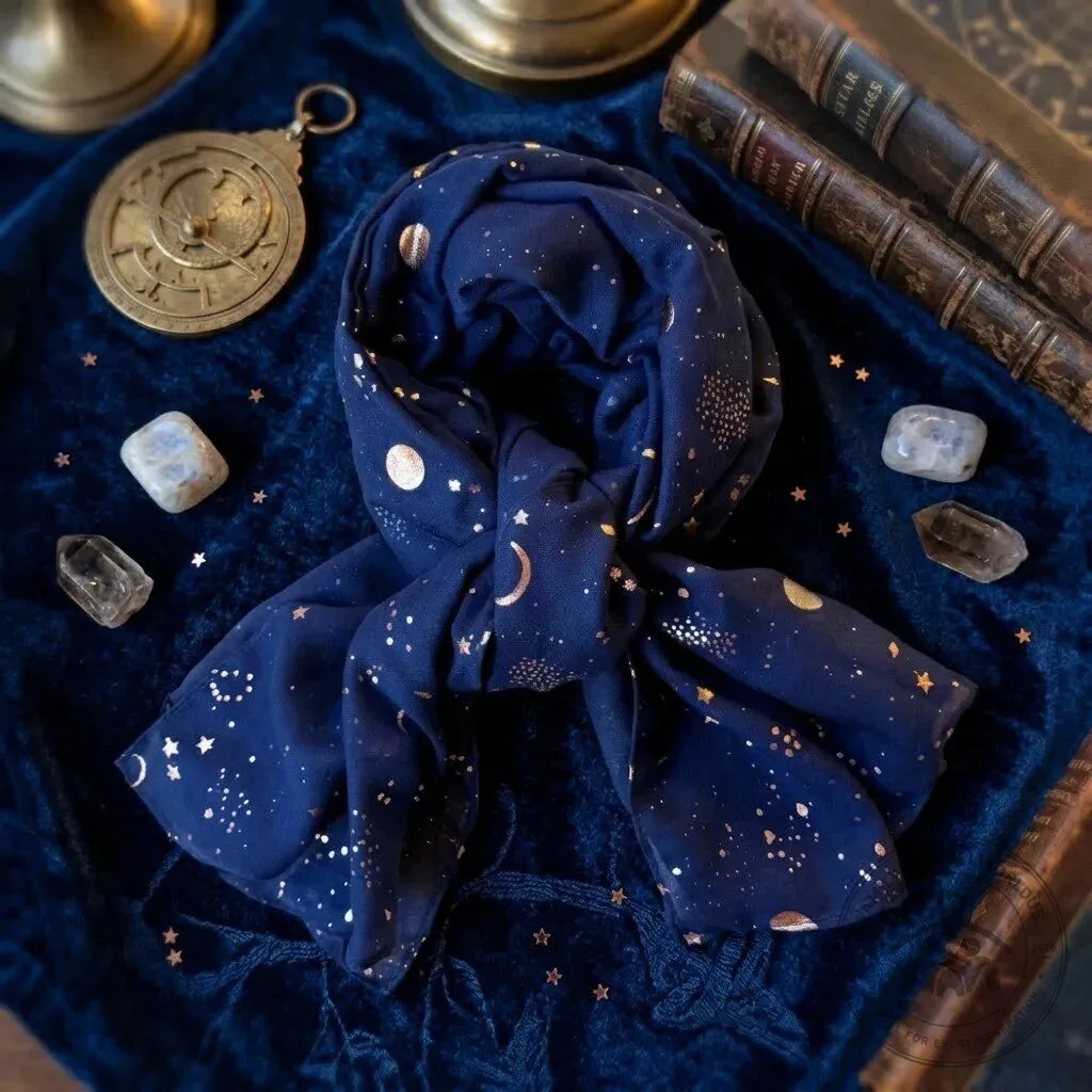 Moon Star Celestial Scarf 9 Moon Star Celestial Scarf product design shown in a detailed view